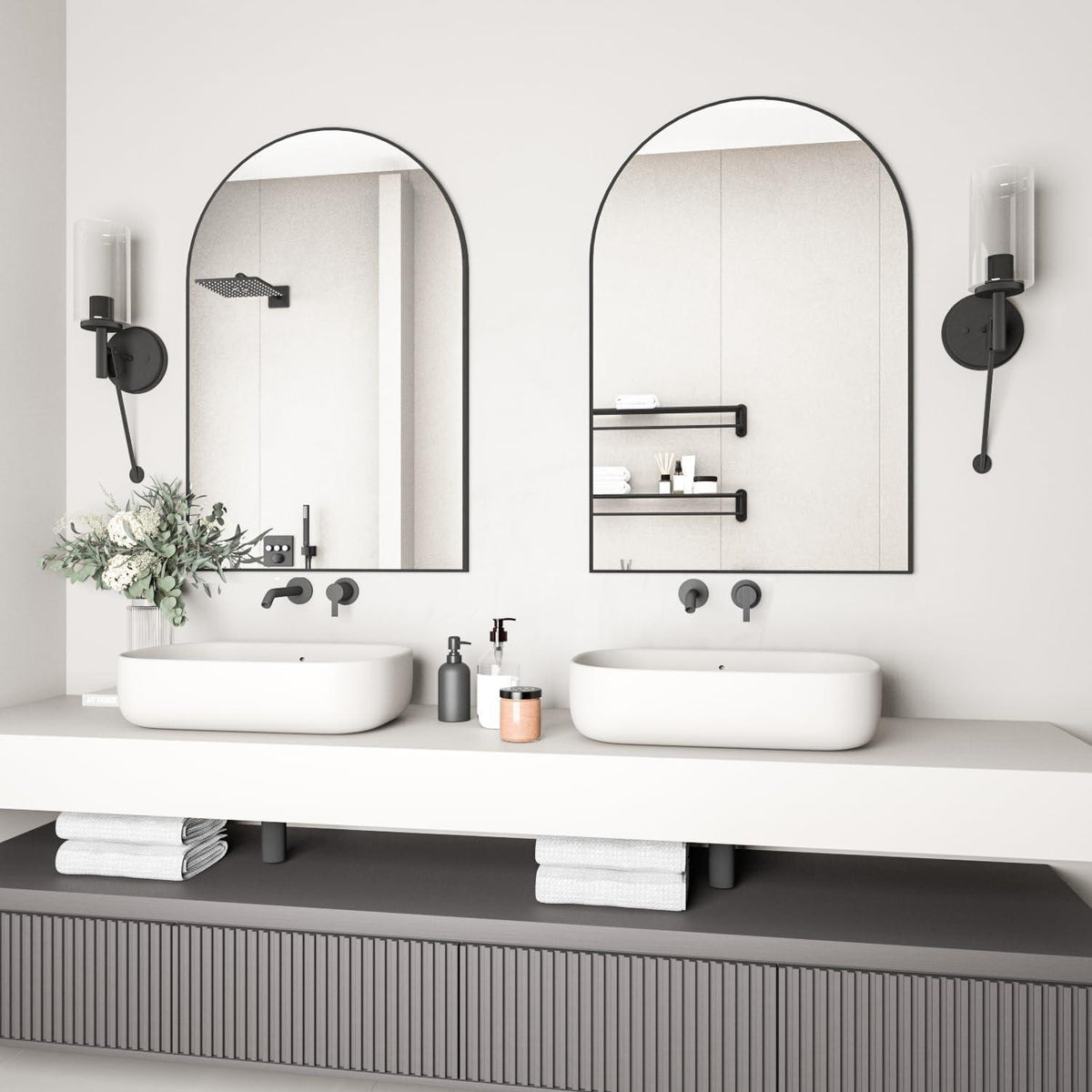 Gewölbter Wandspiegel Schwarz 60x90cm – Modern & Elegant