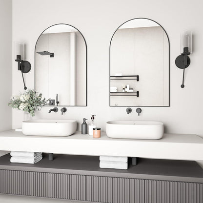 Gewölbter Wandspiegel Schwarz 60x90cm – Modern & Elegant