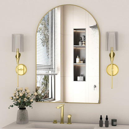 Gewölbter Wandspiegel Gold 60x90 cm – Badezimmer & Deko