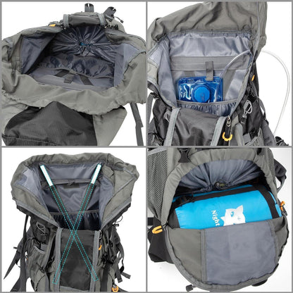 Wanderrucksack 70L atmungsaktiv für Trekking & Camping Schwarz
