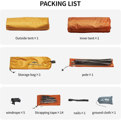 Leichtes 2-Personen Kuppelzelt für Camping & Trekking, Orange