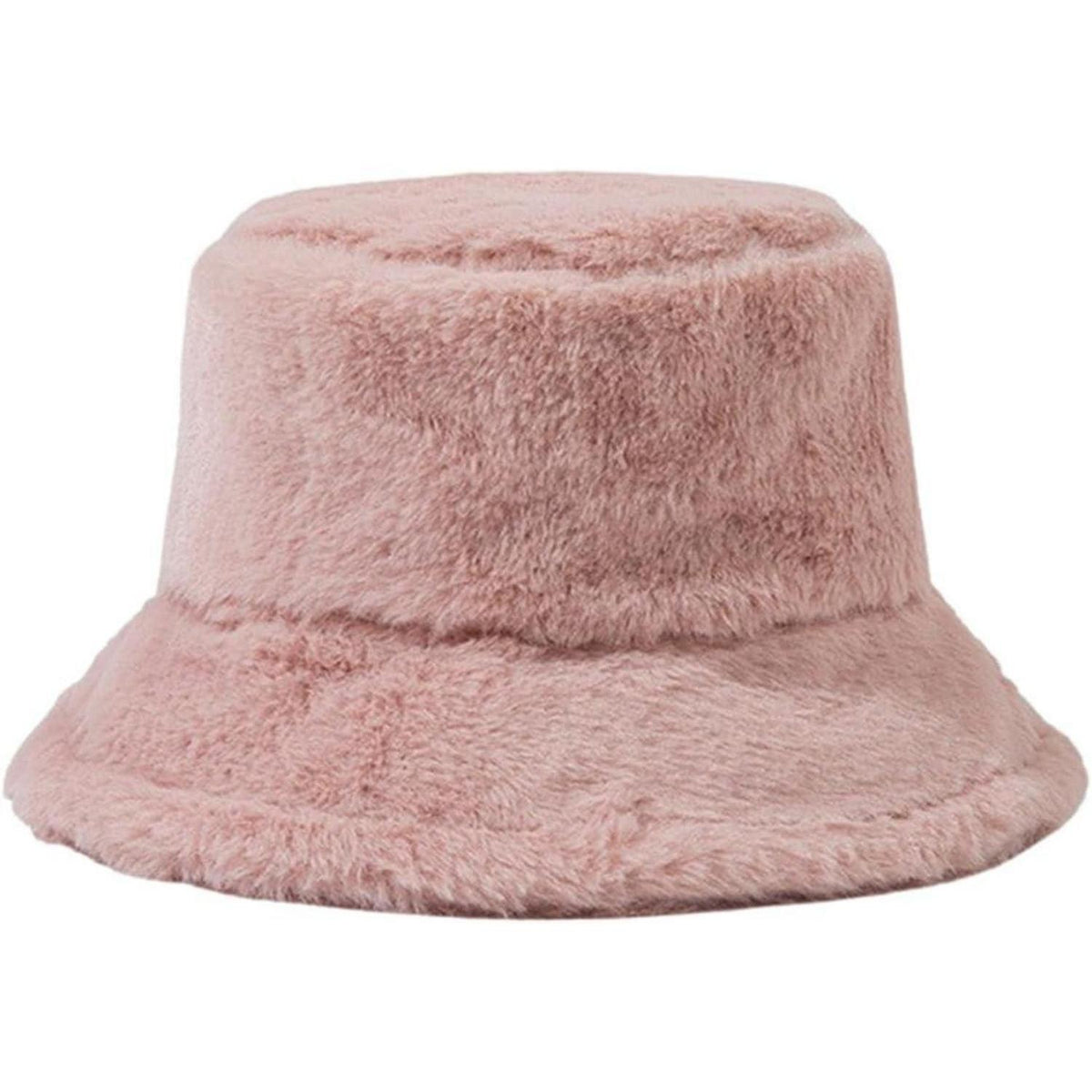 Flauschige Winter Fischerhut Damen Rosa Eimerhut