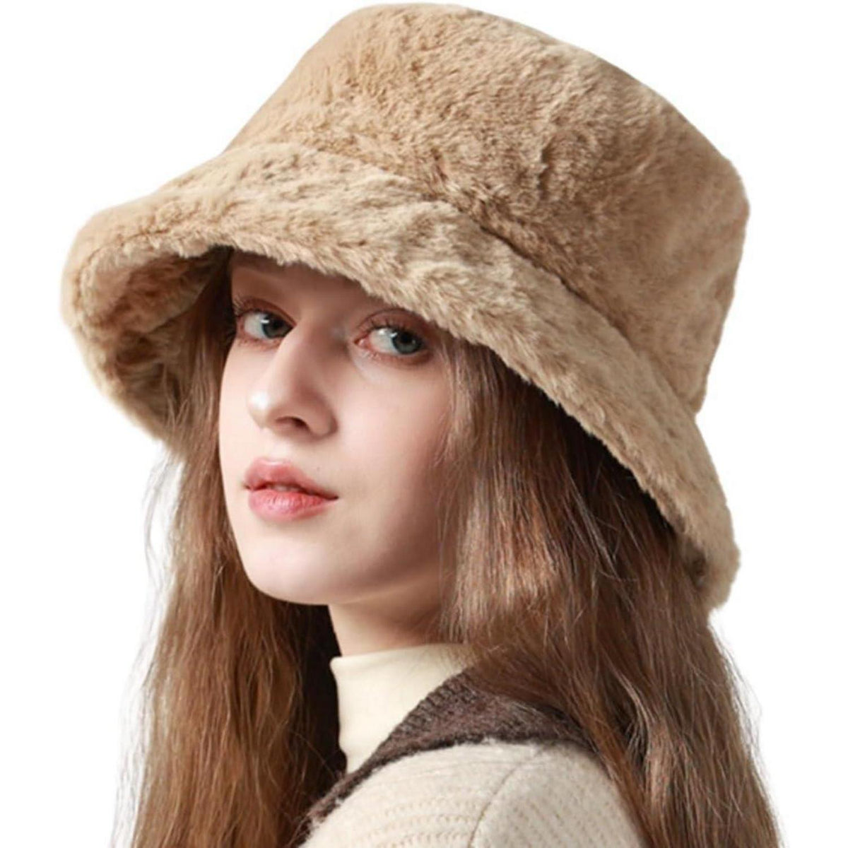 Flauschige Winter Fischerhut Damen – Warm & Bequem Khaki