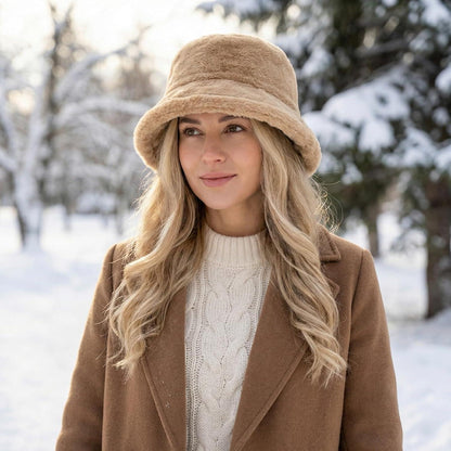Flauschige Winter Fischerhut Damen – Warm & Bequem Khaki