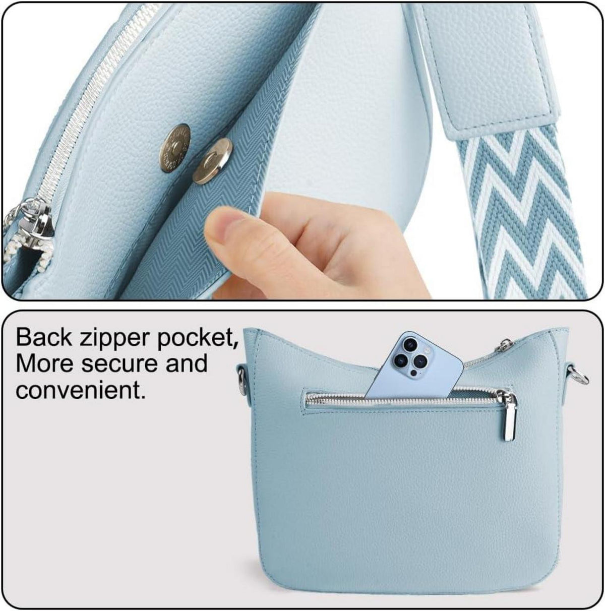 Umhängetasche Damen Crossbody Bag Verstellbarer Schultergurt Schwarz