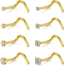 Nasenpiercing Set 20G 18G Chirurgenstahl Ringe Kristall Silber Gold