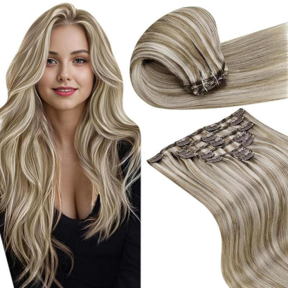 Echthaar Clip-Ins Blond 60cm – Voller Kopf für mehr Volumen
