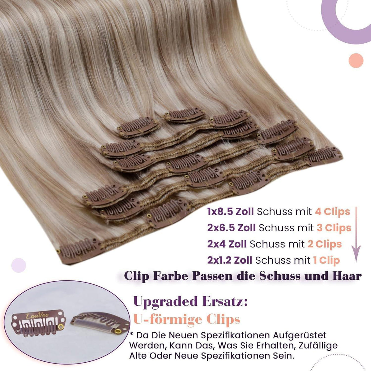 Echthaar Clip-Ins Blond Highlights 50cm - Haarverlängerung