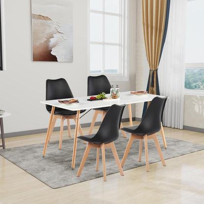 Esszimmergruppe 160cm weißem Tisch + 4 Schwarz Stühle