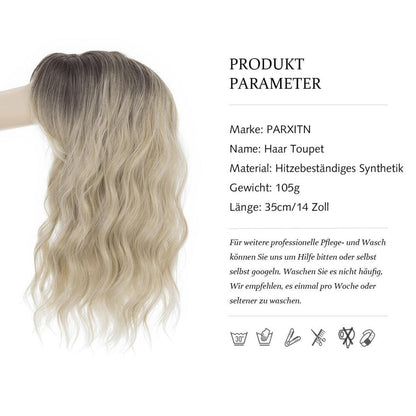Haartopper mit Pony – Balayage Blond Welle 35cm