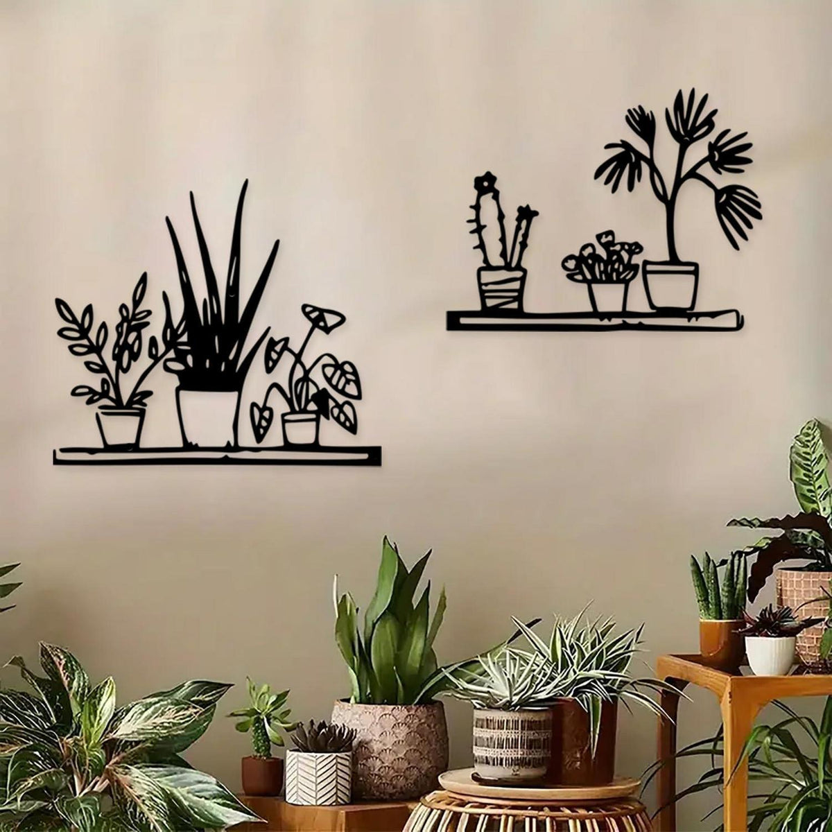 Metall Blumen Wandkunst – Moderne Wanddekoration Schwarz