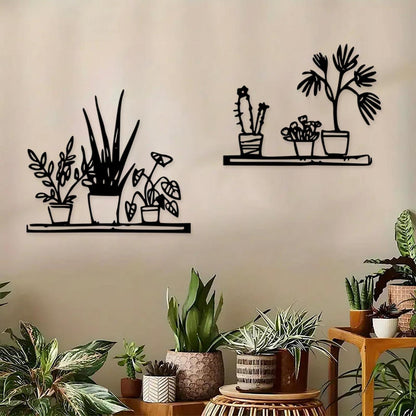 Metall Blumen Wandkunst – Moderne Wanddekoration Schwarz