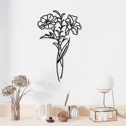 Metall Blumen Wandkunst – Schwarze Mohnblume Deko