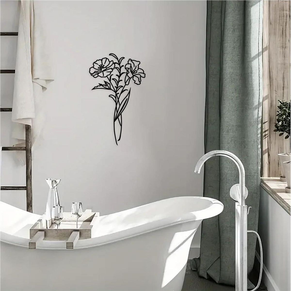 Metall Blumen Wandkunst – Schwarze Mohnblume Deko