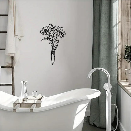 Metall Blumen Wandkunst – Schwarze Mohnblume Deko