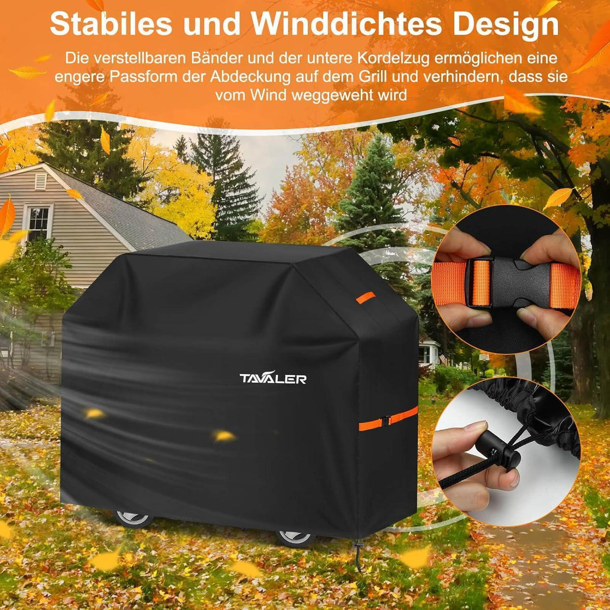 Wetterfeste Grillabdeckung 160x70x125 cm aus 600D Oxford-Stoff