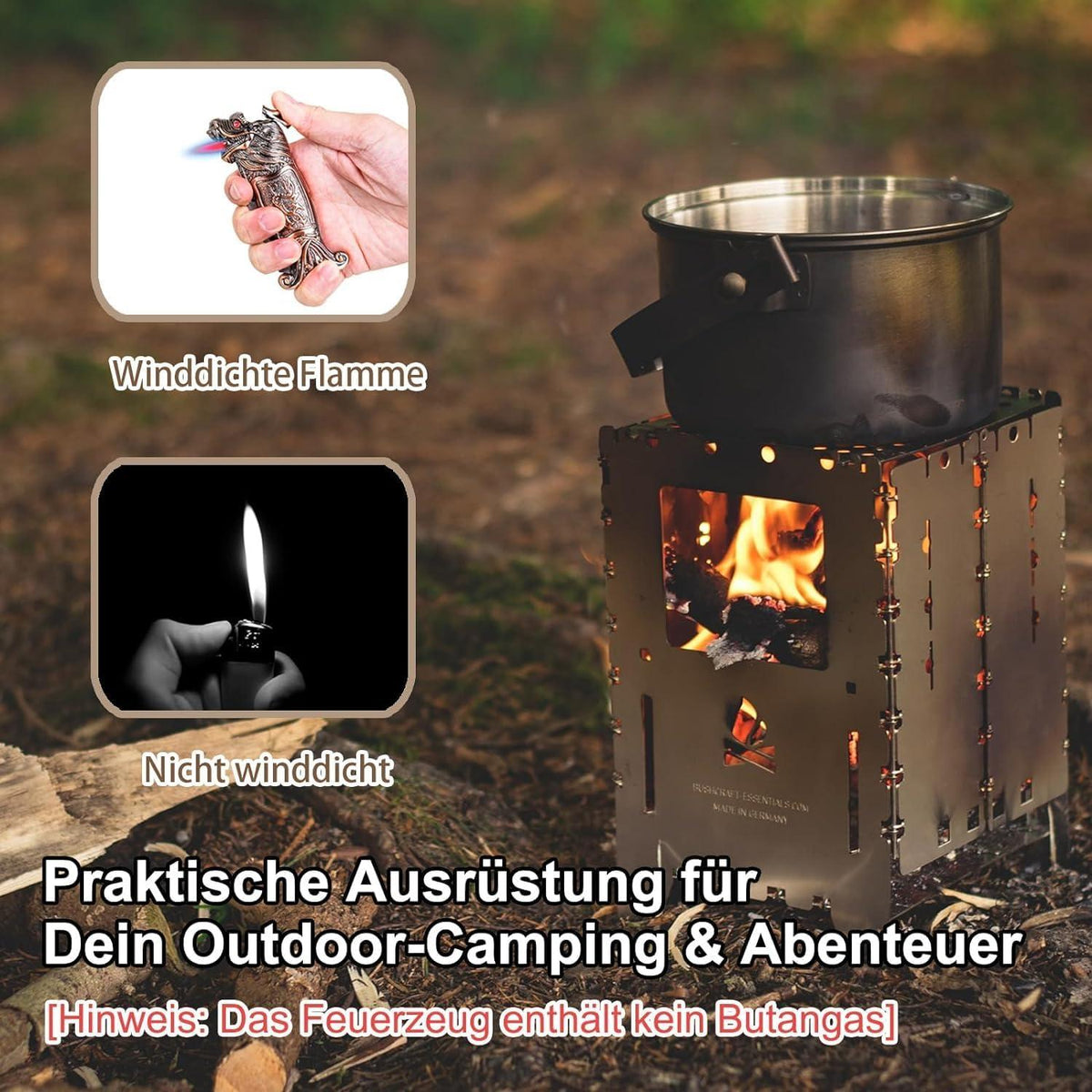 Winddichtes Drache-GasFeuerzeug mit Lichtbogen, Größe 2