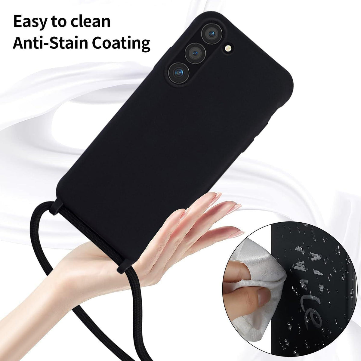 Handyhülle mit Band für Samsung Galaxy S24 FE, Schwarz