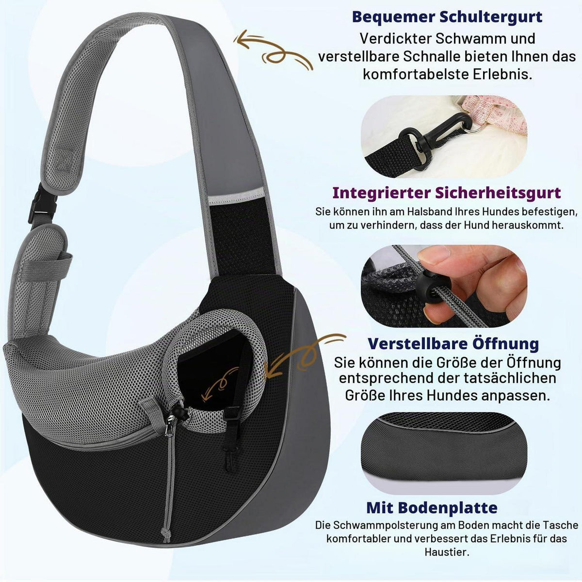 Hundetragetasche verstellbar – Komfortable Umhängetasche für Reisen
