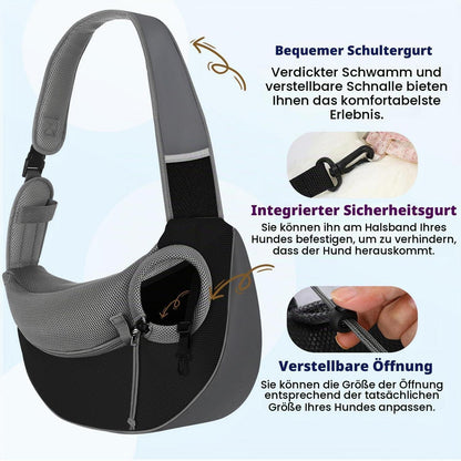 Haustier-Tragetasche für Hunde & Katzen, Dunkelgrau + Schwarz L
