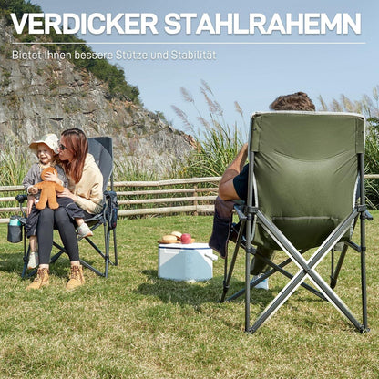 XL Campingstuhl faltbar 230kg belastbar mit Getränkehalter Grün