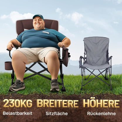 XL Campingstuhl faltbar 230kg belastbar mit Getränkehalter Rot