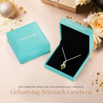 Infinity Herz Halskette Damen 925 Sterling Silber Geburtsstein