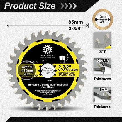 Kreissägeblätter Holz 85mm 32 Zähne 5er Set für Metall & Kunststoff
