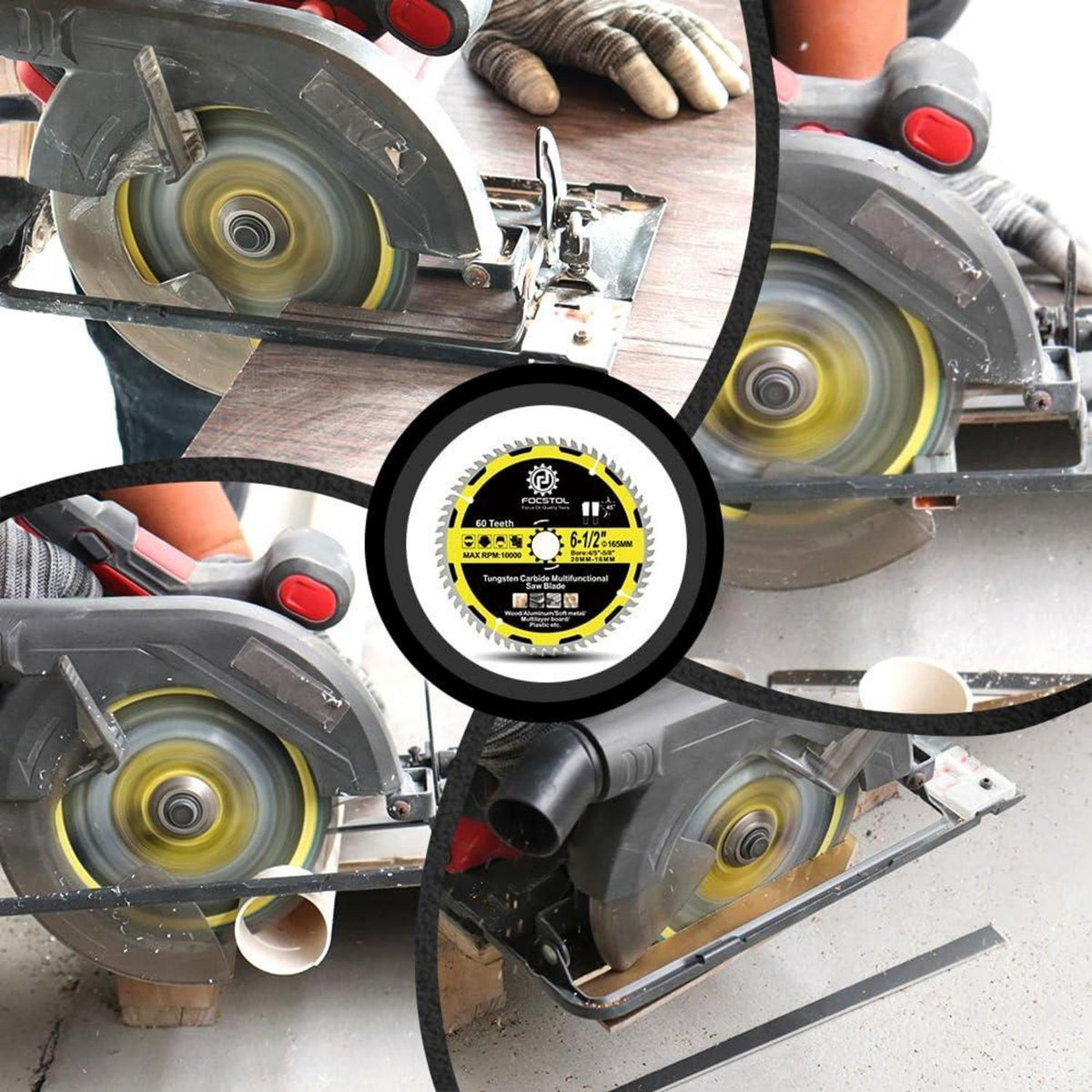 Kreissägeblatt Holz 165mm 60 Zähne für Metall & Kunststoff (5er-Set)