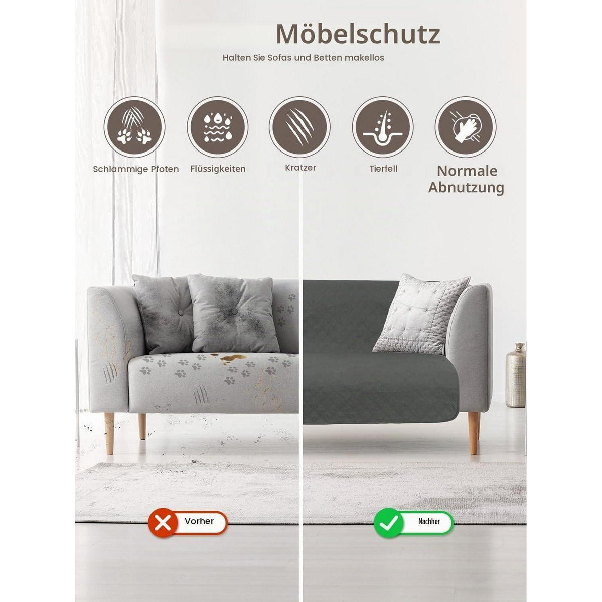 Wasserdichte Hundedecke 76x180cm – Sofa & Reise Decke