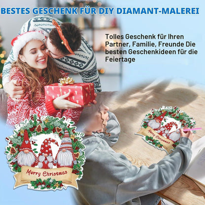Diamant Painting Weihnachten Anhänger - Gnom Fensterbild DIY Set