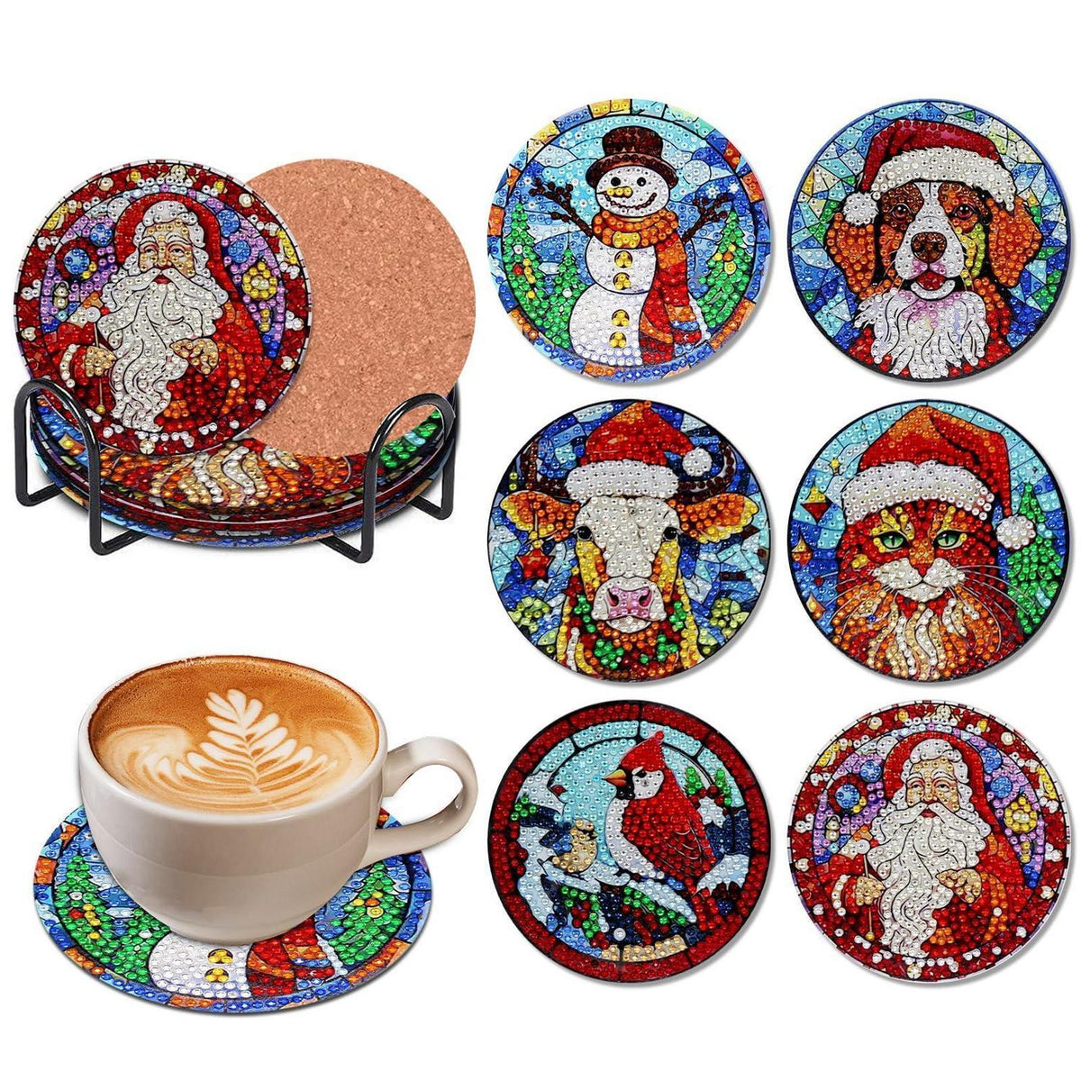 Diamond Painting Untersetzer Set 6er DIY Weihnachten