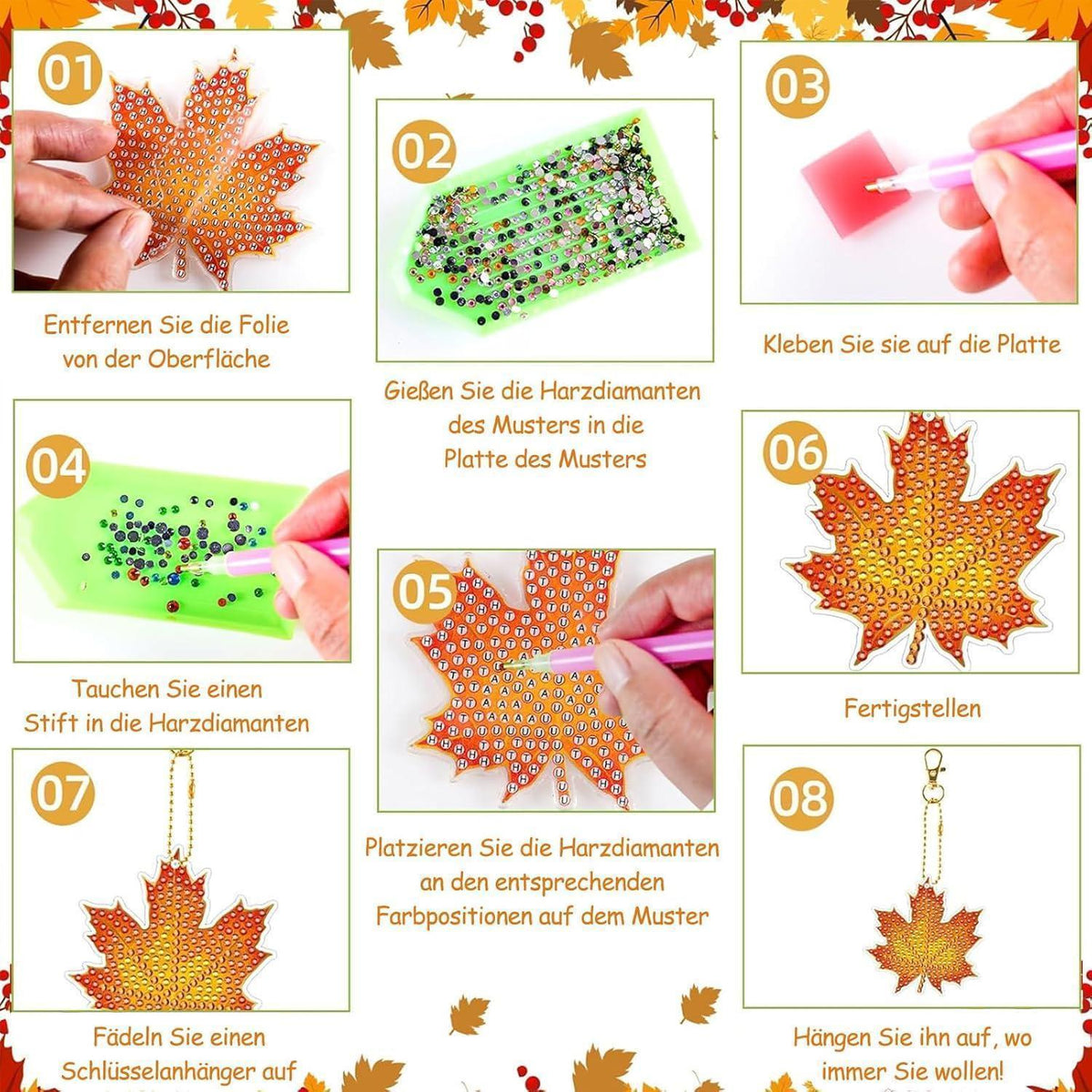 5D Diamant Painting Herbst Bausatz für Erwachsene & Kinder