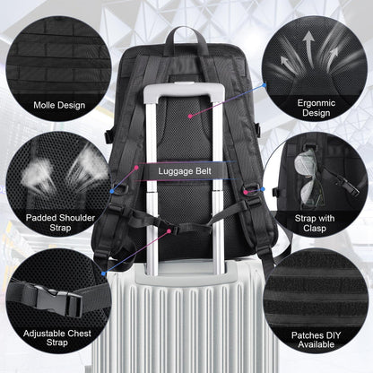 Lunch-Rucksack Schwarz XL – 17.3 Zoll Laptop & Lunchbox