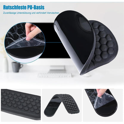 Ergonomisches Mauspad mit Handgelenkauflage aus Memory-Schaum (Schwarz)