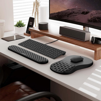 Ergonomisches Mauspad mit Handgelenkauflage aus Memory-Schaum (Schwarz)
