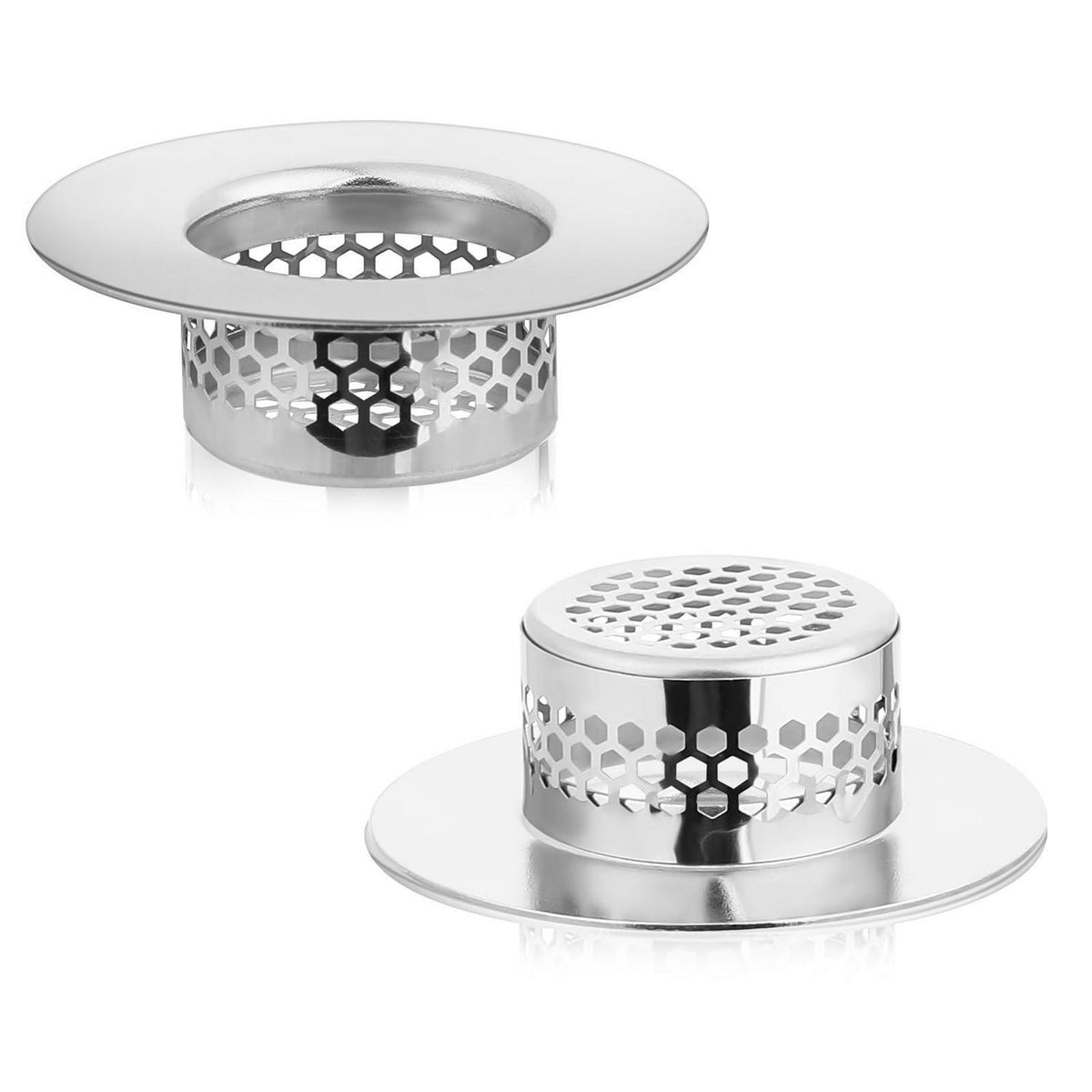 Edelstahl Abflusssieb 2er-Set für Waschbecken & Dusche