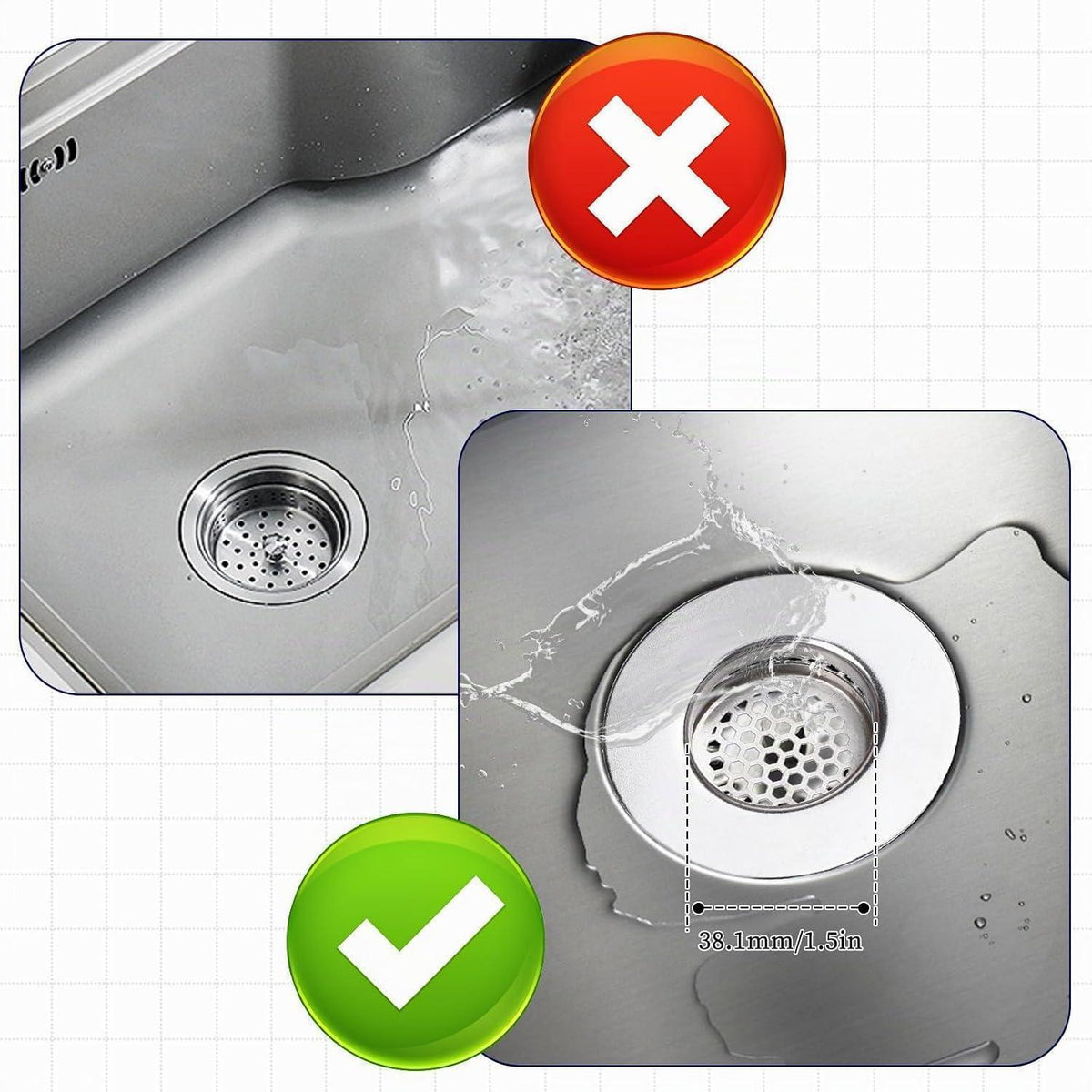 Edelstahl Abflusssieb 2er-Set für Waschbecken & Dusche