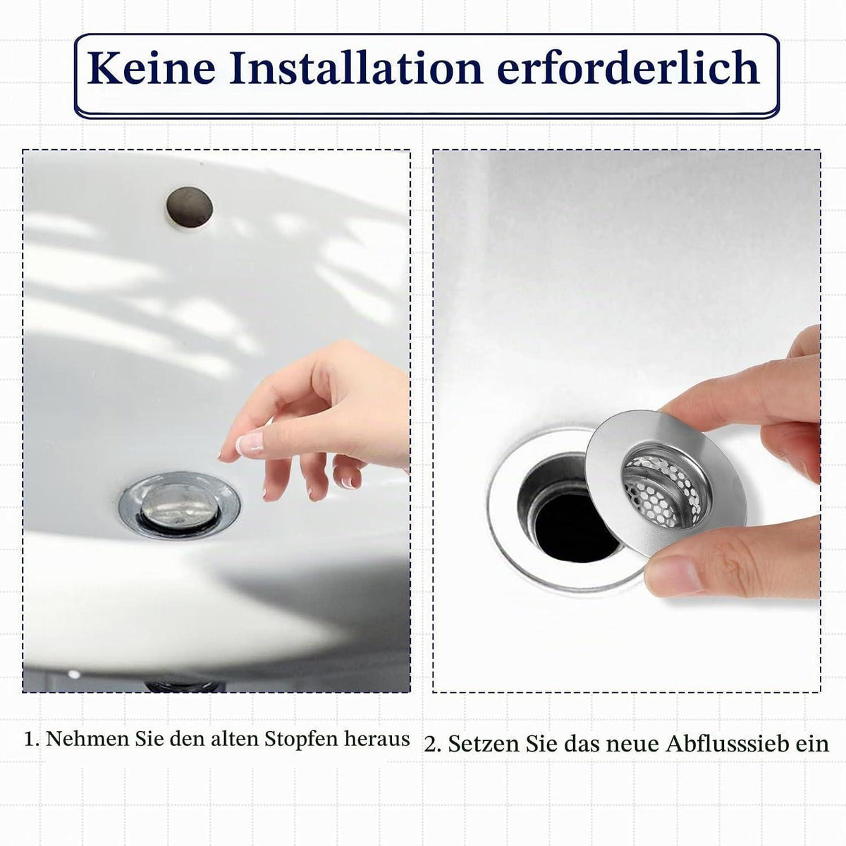 Edelstahl Abflusssieb 2er-Set für Waschbecken & Dusche