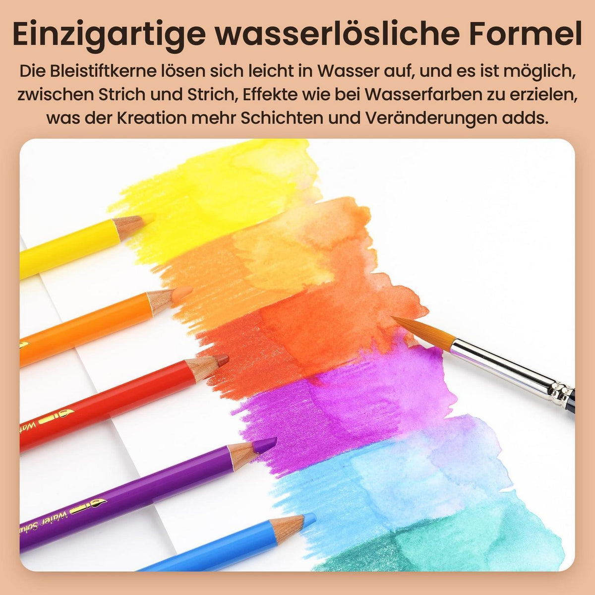 72-farbige Aquarellstifte Set mit Pinsel & Spitzer