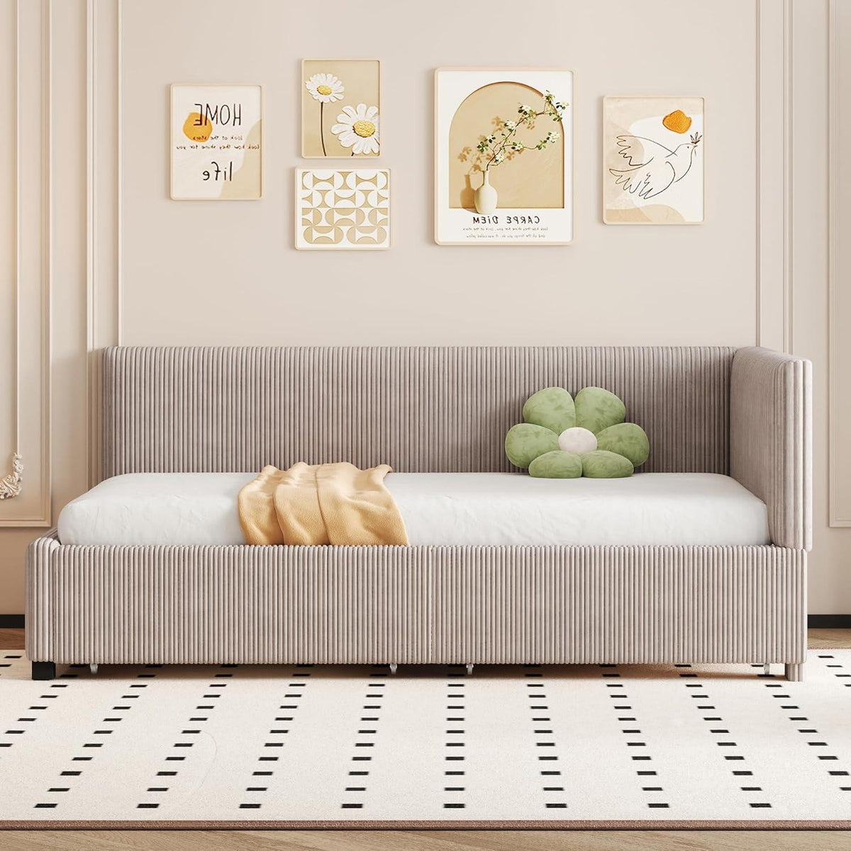 Schlafsofa Grau 90x200 cm mit Stauraum & Lattenrost