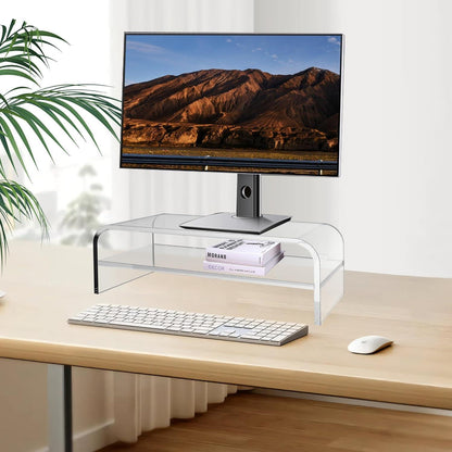 2-Ebenen Monitorständer aus Acryl mit Stauraum