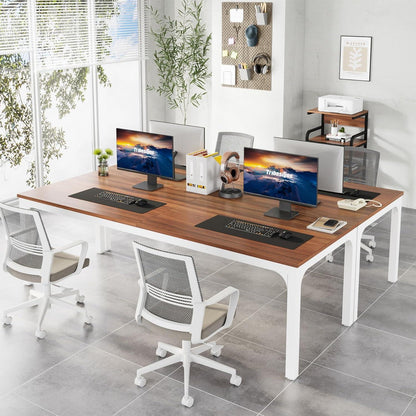 Doppelter Schreibtisch 200x70cm – Home Office & Büro Tisch Nussbaum