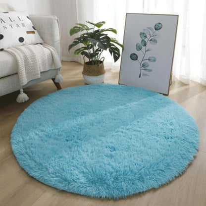 Runder Hochflor Teppich Sky Blue 180cm