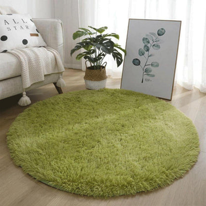 Runder Teppich Grün 180cm – Flauschiger Wohnzimmerteppich Modern