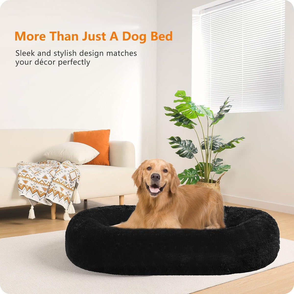 Orthopädisches Hundebett rund, waschbar, 100 cm Ø, Schwarz