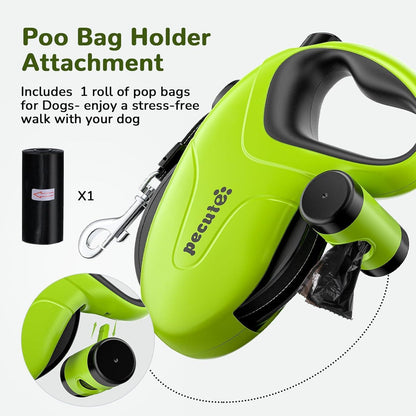 Pecute Rollleine 10m für Hunde bis 50kg, Grün