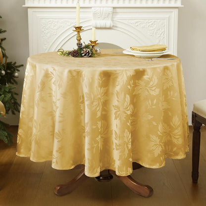 Runde Tischdecke Gold Romanstil 160cm – Abwaschbar & Jacquard