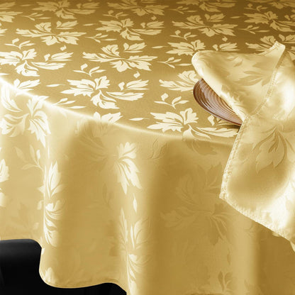 Runde Tischdecke Gold Romanstil 160cm – Abwaschbar & Jacquard