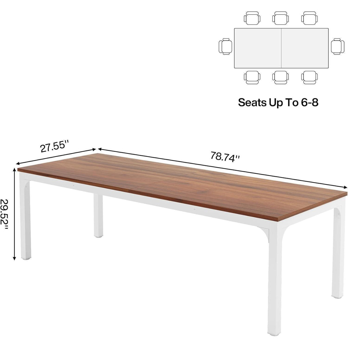 Industrietisch Esstisch 200x70cm Nussbaum für 6-8 Personen